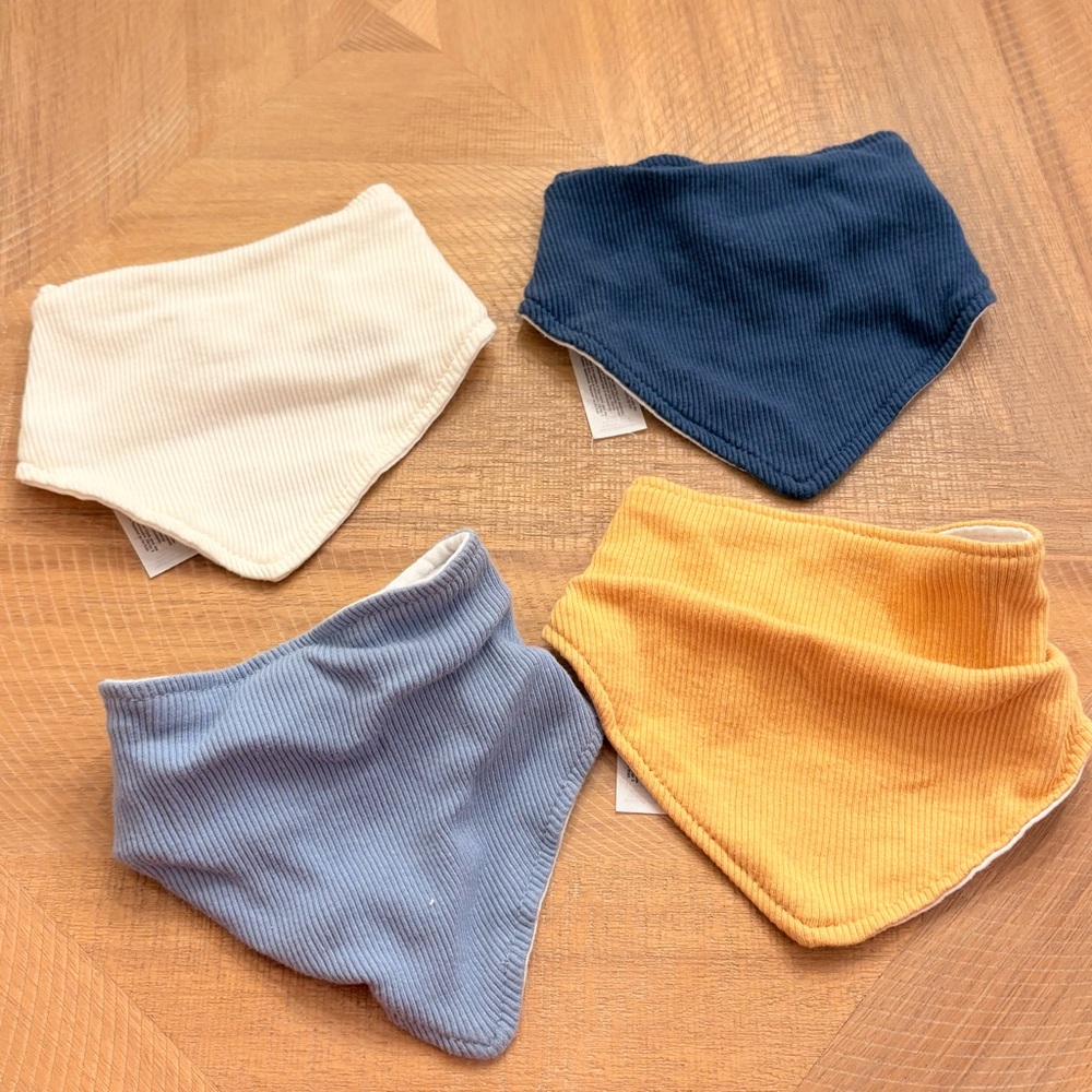 Chick Pea Bandana Bib Set - Cream, Blue, Yellow
